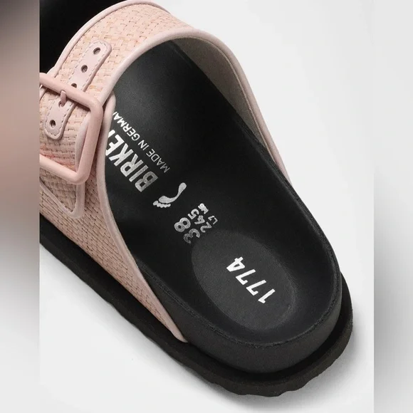 1774 BIRKENSTOCK Arizona Raffia Luxe Slide Sandal Chintz Rose Pink New NWT - Picture 6 of 17